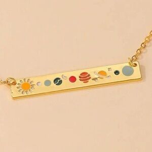 Solar System Planet Gold Bar Necklace